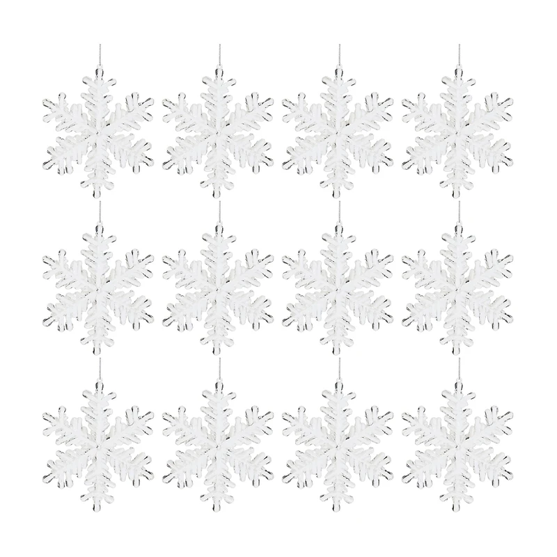 5.5" Clear Acrylic Snowflake Ornaments, 12ct.