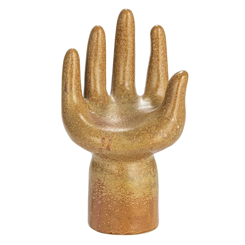 Hello Honey® 8.5" Brown Decorative Stoneware Hand with Reactive Glaze & Footed Base