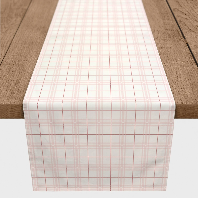 90" Pink & White Plaid Valentine's Day Table Runner