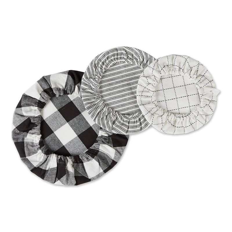 DII® Assorted Black Farmhouse Woven Dish Cover Set