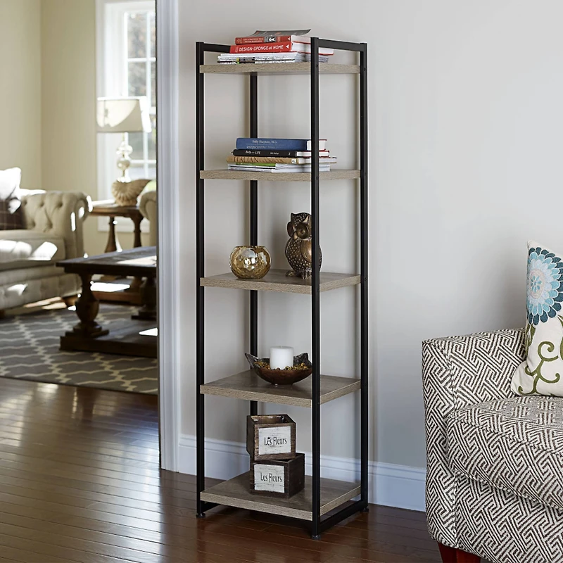 Household Essentials Jamestown 59" 5-Shelf Narrow Bookshelf