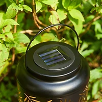 Glitzhome® 8.5" Leaf Cutout Solar Powered Hanging Lantern