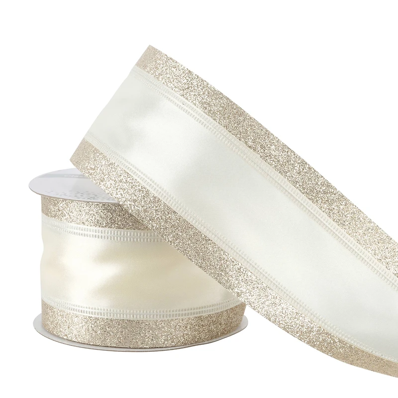 12 Pack: 2.5" x 3yd. Satin Glitter Wired Ribbon by Celebrate It™ Classic