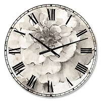 Designart Indigold Grey Peonies II Traditional Wall Clock