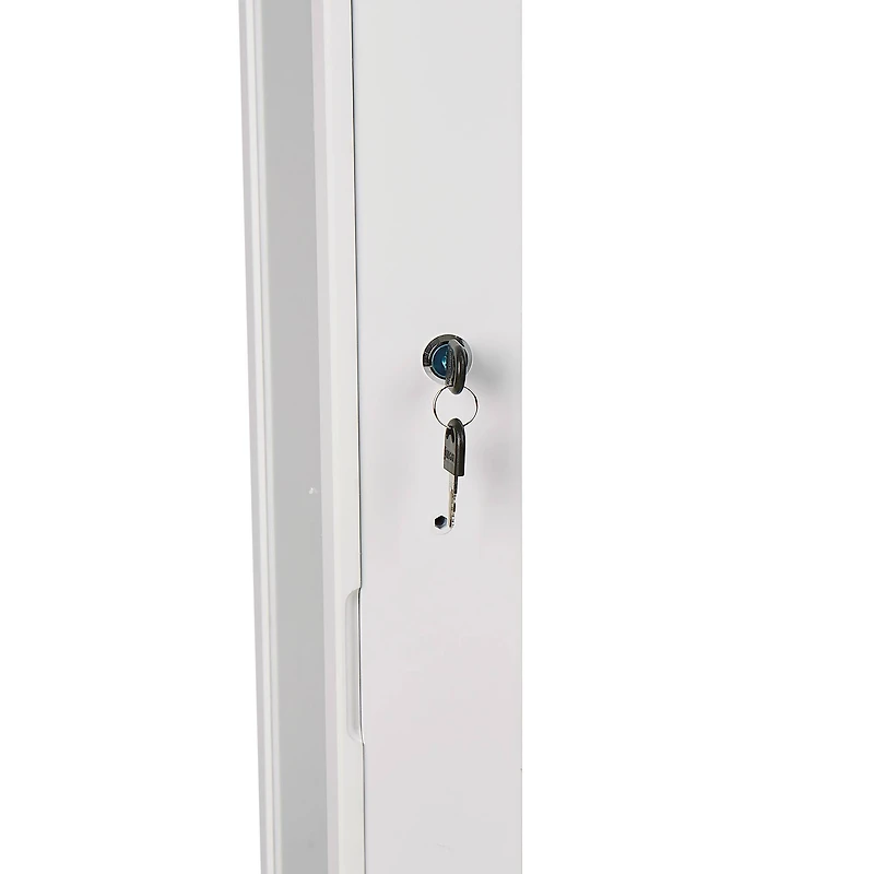 Mind Reader White Wall Mounted Full Length Mirror Jewelry Organizer