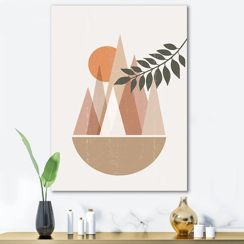 Designart - Abstract Sun and Moon In Mountains II