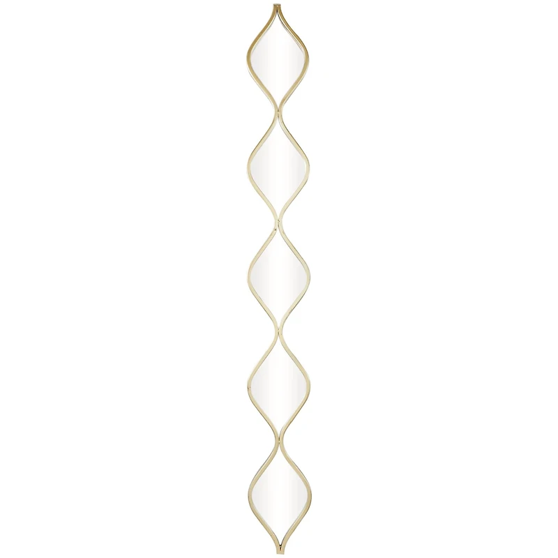 Gold Metal Slim Stacked Chain 5 Layer Wall Mirror with Tear Drop Pattern 7" x 1" x 59"