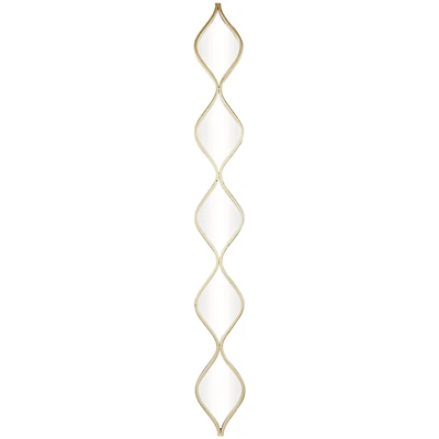 Gold Metal Slim Stacked Chain 5 Layer Wall Mirror with Tear Drop Pattern 7" x 1" x 59"