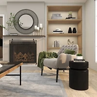 18" Black Metal Drum Accent Table