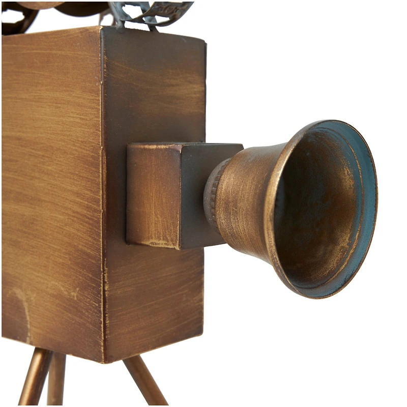 The Novogratz 16" Brown Metal Decorative Camera Film Sculpture