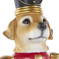 31" Red, Green & Gold Nutcracker Dog Sculpture