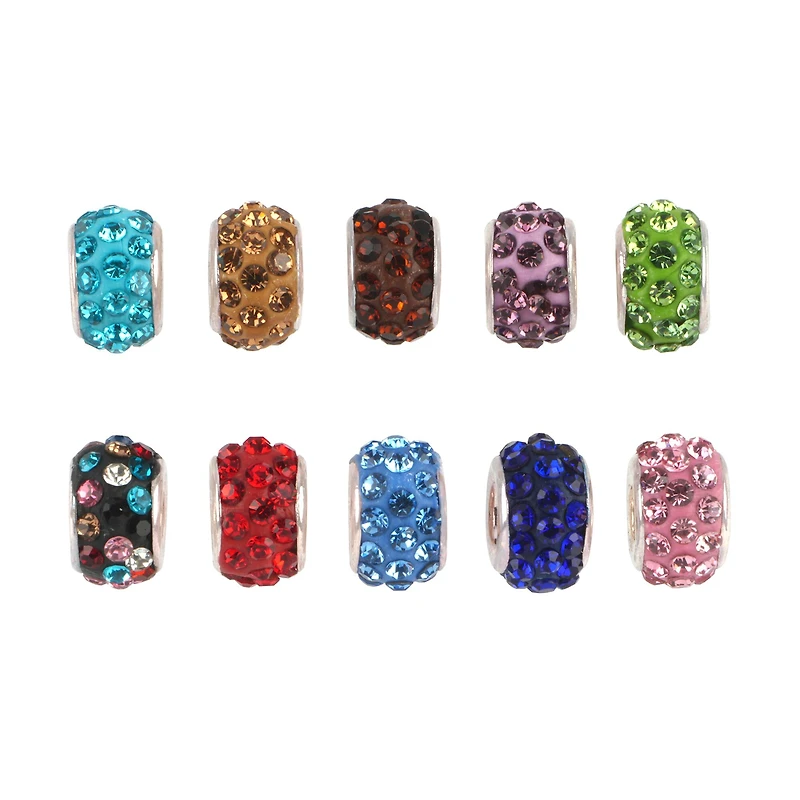 Glass Rhinestone & Clay Circle Charms by Bead Landing™