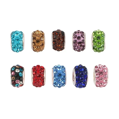 Glass Rhinestone & Clay Circle Charms by Bead Landing™