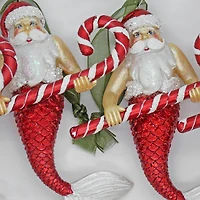 4 Pack 5" Santa Merman Glass Ornaments