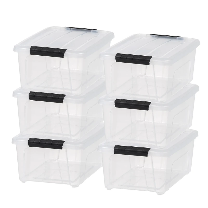 IRIS® 13.5qt. Buckled Clear Boxes with Clear Buckle Lids, 6ct.