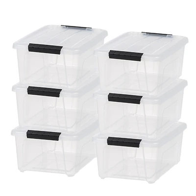 IRIS® 13.5qt. Buckled Clear Boxes with Clear Buckle Lids, 6ct.
