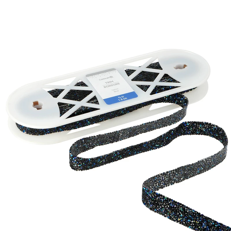 3/4" Black & Blue Iridescent Diamond Trim by Celebrate It® Fashion Mode