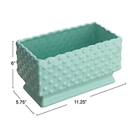 Hello Honey® 11" Mint Ceramic Hobnail Planter with Scalloped Edge
