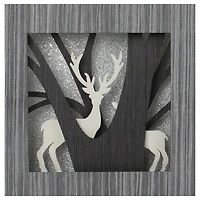 12" Glittered Woodland Deer Silhouette Box Framed Christmas Table Décor