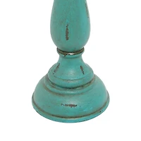 Turquoise Wood Traditional Candle Holder Set