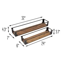 Honey Can Do Floating Decorative Metal & Wood Wall Shelves Set