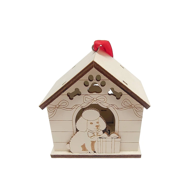3.75" Unfinished Dog House DIY LED Wood Ornament by Make Market®