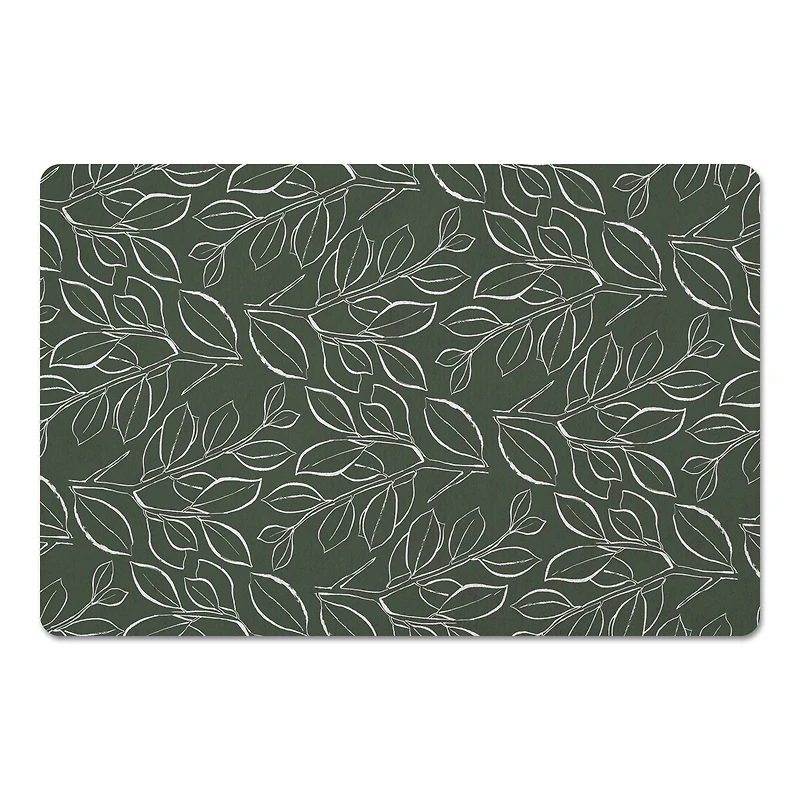 Sage Lined Leaves Floor Mat