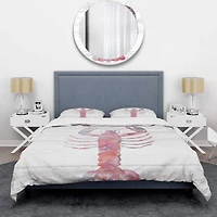 Designart 'Pink lobster Ocean Life' Coastal Bedding Set