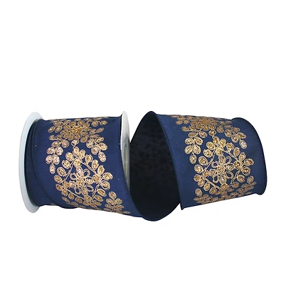 JAM Paper 4" x 10yd. Glitter Wired Filigree Dupioni Glitter Ribbon