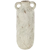 22" Cream Magnesium Oxide Textured Amphora Vase with Handles