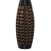 Brown Rattan Coastal Style Vase, 48" x 12" x 12"