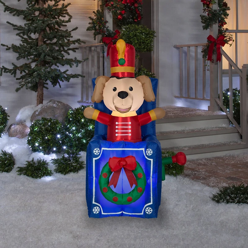5ft. Animated Airblown® Inflatable Christmas Toy Soldier Dog in Pop-Up Box