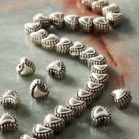 12 Pack:  Antique Silver Metal Heart Beads, 6mm by Bead Landing™