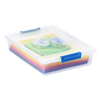 Iris® 5.5qt. Clear Clip Boxes with Lids & Blue Latches, 4ct.