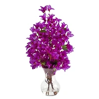 22" Artificial Bougainvillea Arrangement with Fluted Glass Vase