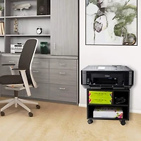 Mind Reader 15.7" Black Printer Cart with Rolling Supply Organization Shelves