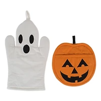 Ghost Oven Mitt & Jack O' Lantern Potholder Set