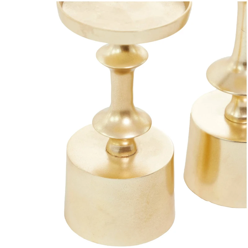 CosmoLiving by Cosmopolitan Gold Aluminum Pillar Candle Holder Set