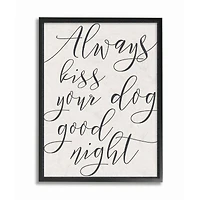 Stupell Industries Always Kiss Your Dog Goodnight Wall Art in Black Frame