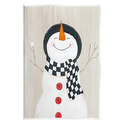 Stupell Industries Happy Smile Winter Snowman Wall Plaque Art