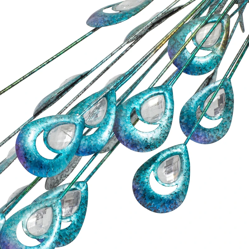 20" Turquoise Iron Eclectic Bird Garden Sculpture