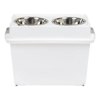 IRIS Clear, White, Gray 45qt. Airtight Elevated Feeder Storage Container