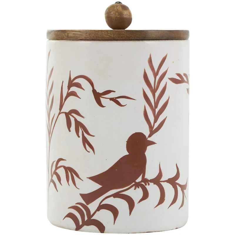 Cream & Brown Ceramic Floral Canister Set with Lids