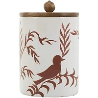 Cream & Brown Ceramic Floral Canister Set with Lids