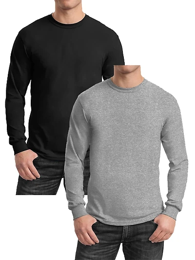 Galaxy by Harvic Long Sleeve Crew Neck Men's T-Shirt 2 Pack