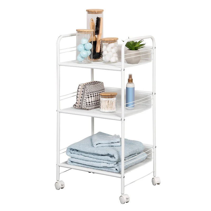 Honey Can Do White 3-Tier Mesh Rolling Cart