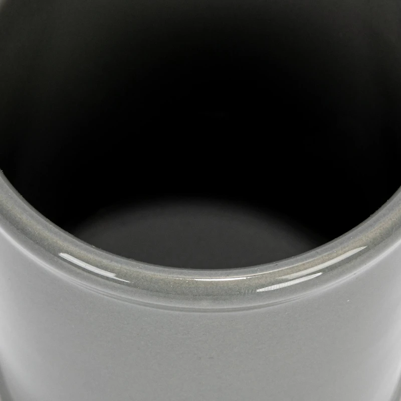 Hello Honey® 11.5" Gray Farmhouse Ceramic Crocks in White Metal Holder