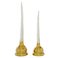 CosmoLiving by Cosmopolitan Gold Porcelain Glam Feather Sculpture Set