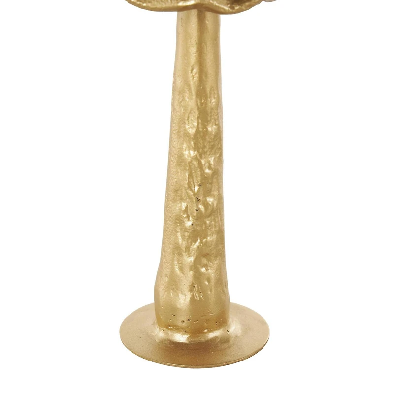 Gold Metal Mushroom Metallic Sculptures with Round Base, 3ct.