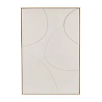 Beige Wooden Geometric Framed Wall Art with Abstract Circles and Brown Wooden Frame
